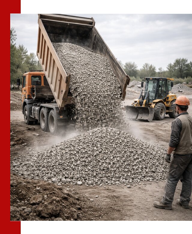 Доставка щебня в Сосновоборске крупными и мелкими фракциями