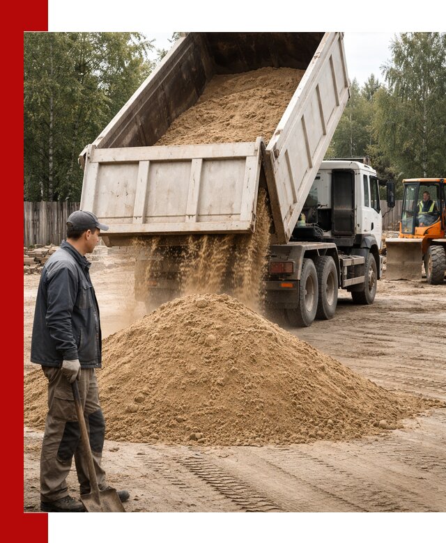 Доставка и продажа песка с разгрузкой в Сосновоборске