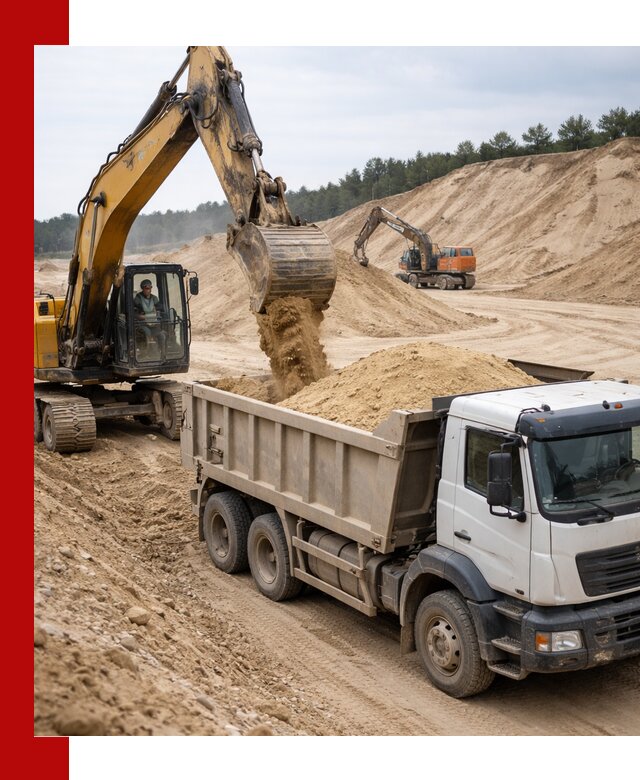 Доставка карьерного песка с самосвалами и разгрузкой в Сосновоборске