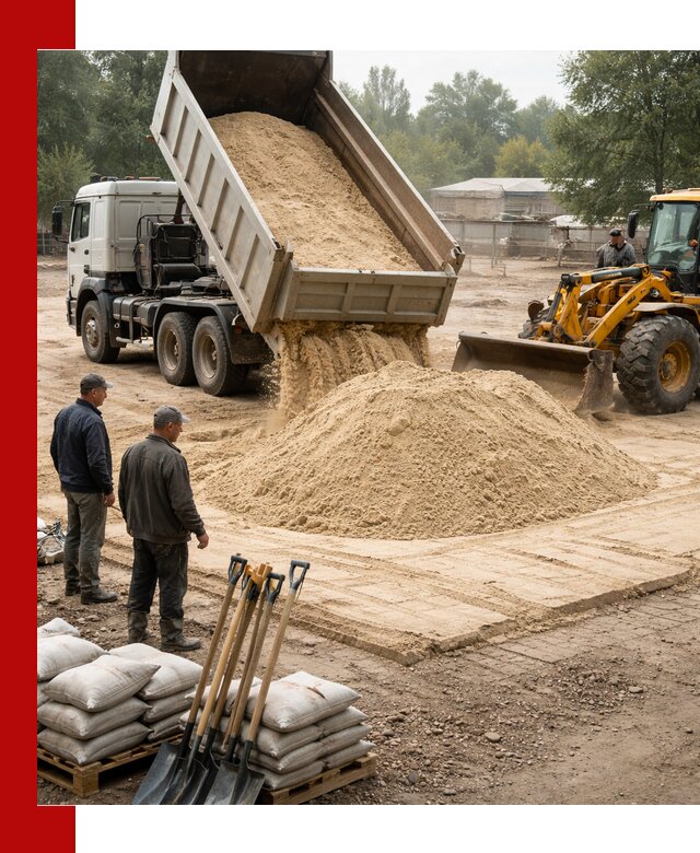 Доставка мытого песка в Сосновоборске с самосвалами по выгодной цене