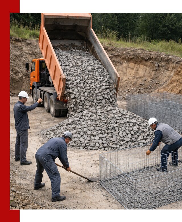 Камень для габионов с доставкой в Сосновоборске быстро и надёжно