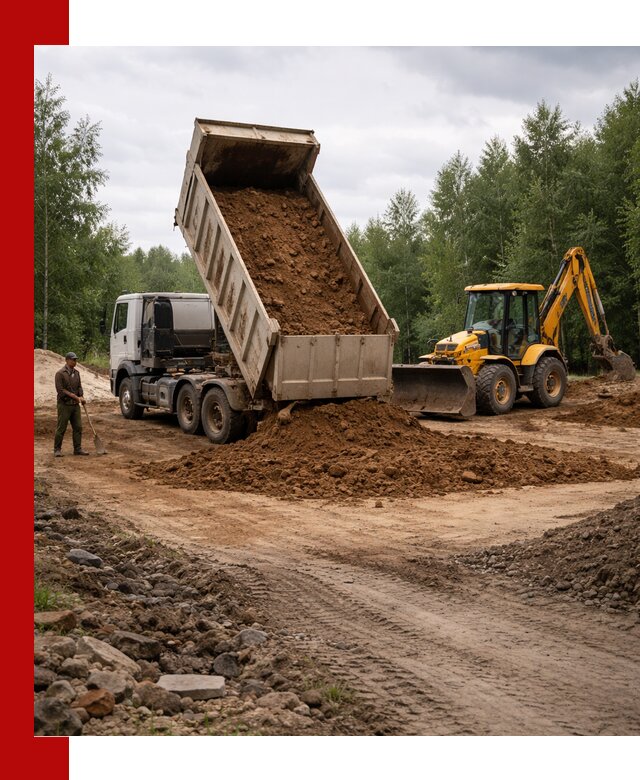 Доставка суглинка самосвалами в Сосновоборске подсыпка и планировка
