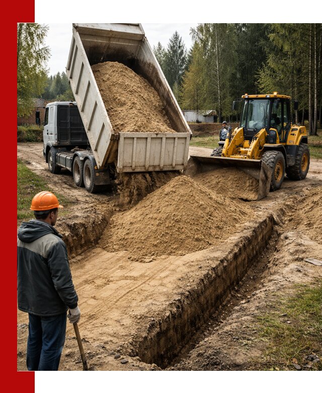 Доставка песчаного грунта в Сосновоборске для строительных работ