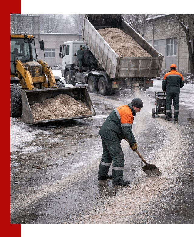 Реагент против гололеда с доставкой и нанесением в Сосновоборске