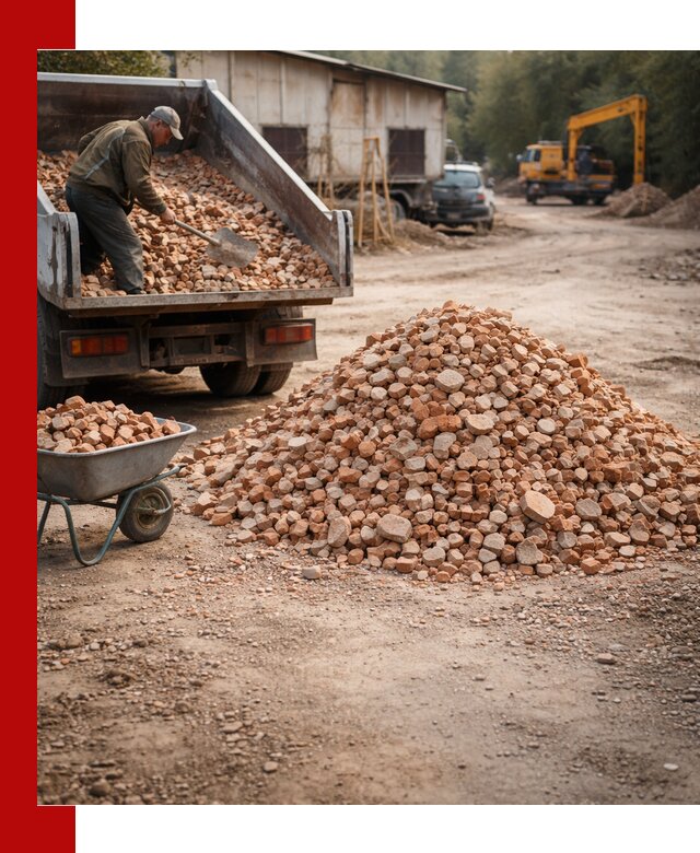 Доставка и подушка из боя кирпича с разгрузкой в Сосновоборске