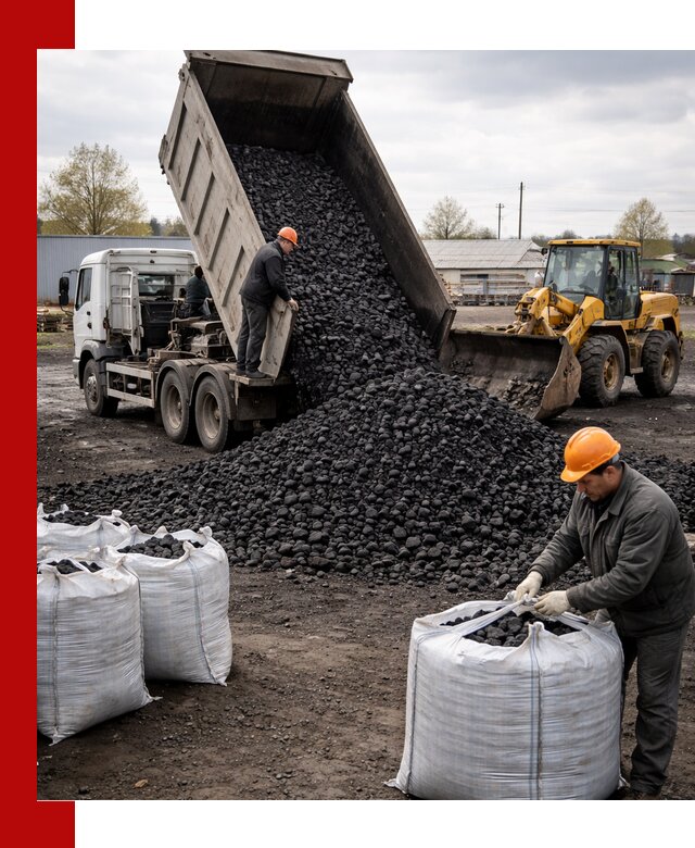 Доставка каменного угля в Сосновоборске оптом и в розницу