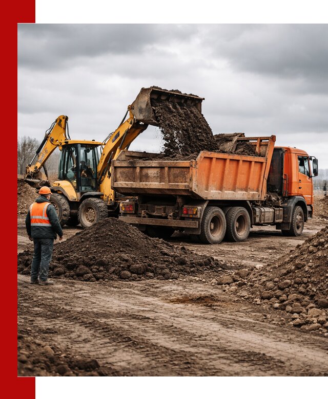 Вывоз грунта и строительного мусора в Сосновоборске грузовыми самосвалами
