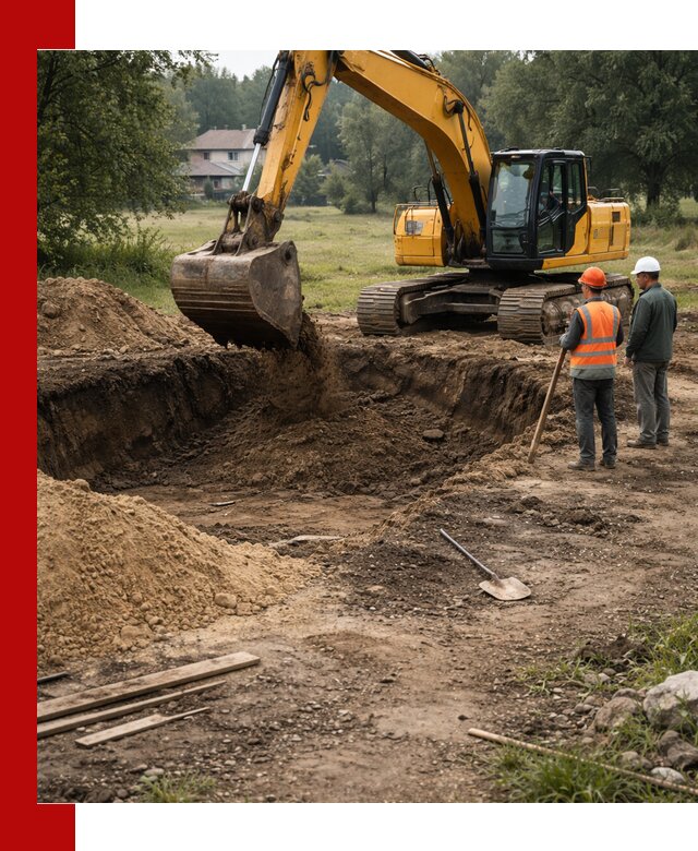 Рытье котлована под фундамент в Сосновоборске (быстро и недорого)