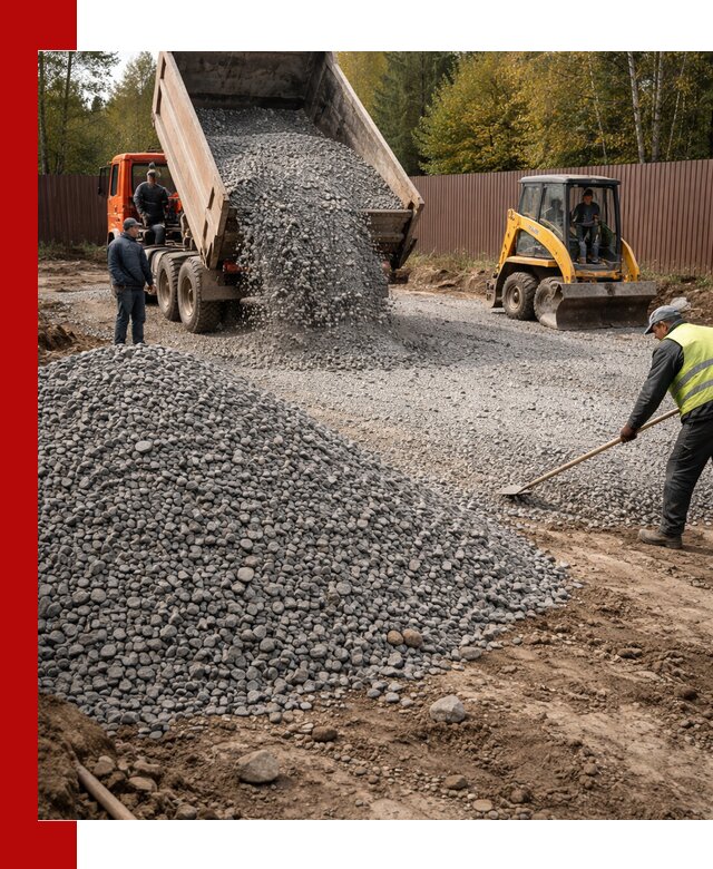 Отсыпка участка щебнем с доставкой и уплотнением в Сосновоборске